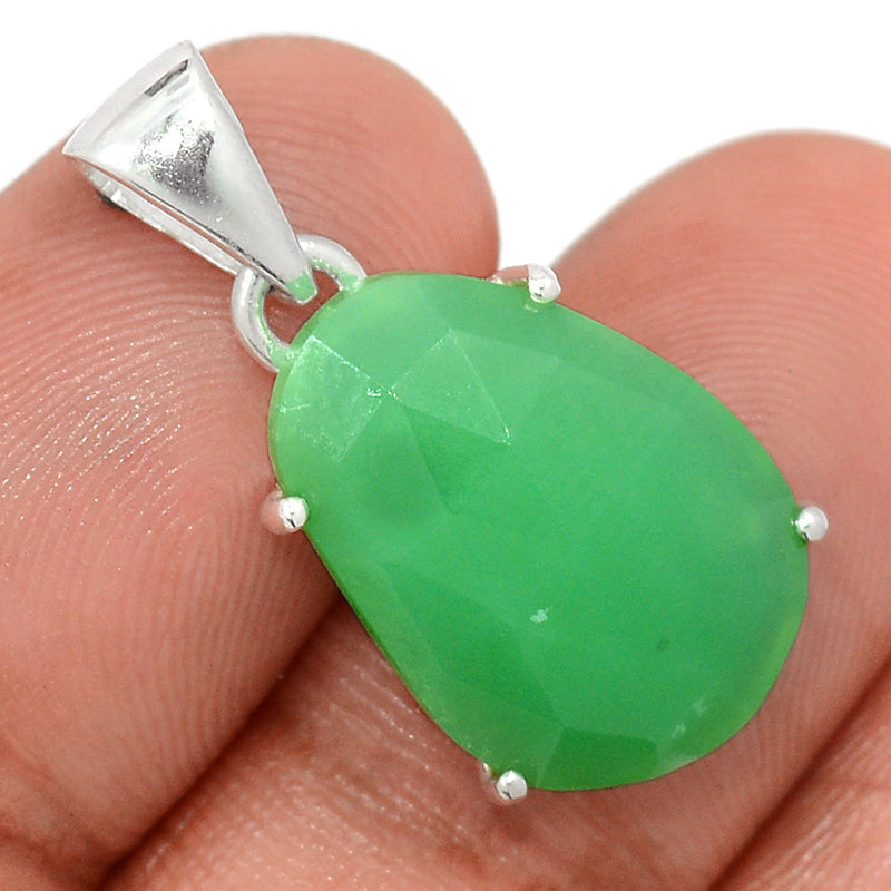 1.1" Claw - Chrysoprase Faceted Pendants - CPFP171