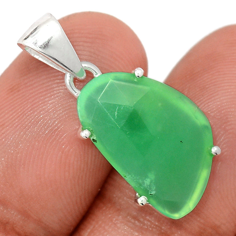1.1" Claw - Chrysoprase Faceted Pendants - CPFP172
