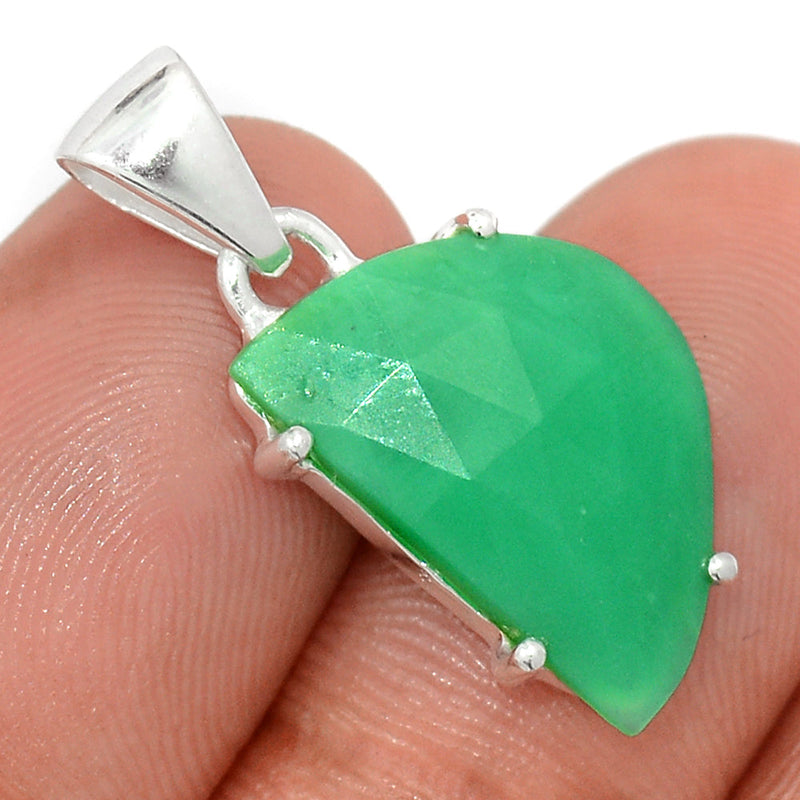 1.1" Claw - Chrysoprase Faceted Pendants - CPFP177