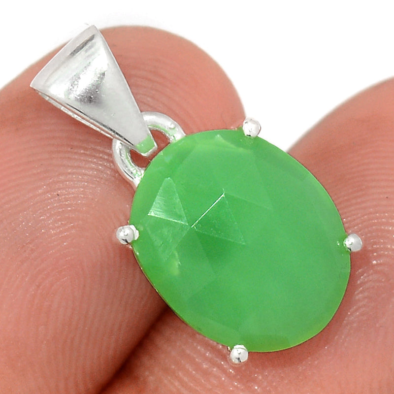 0.8" Claw - Chrysoprase Faceted Pendants - CPFP180
