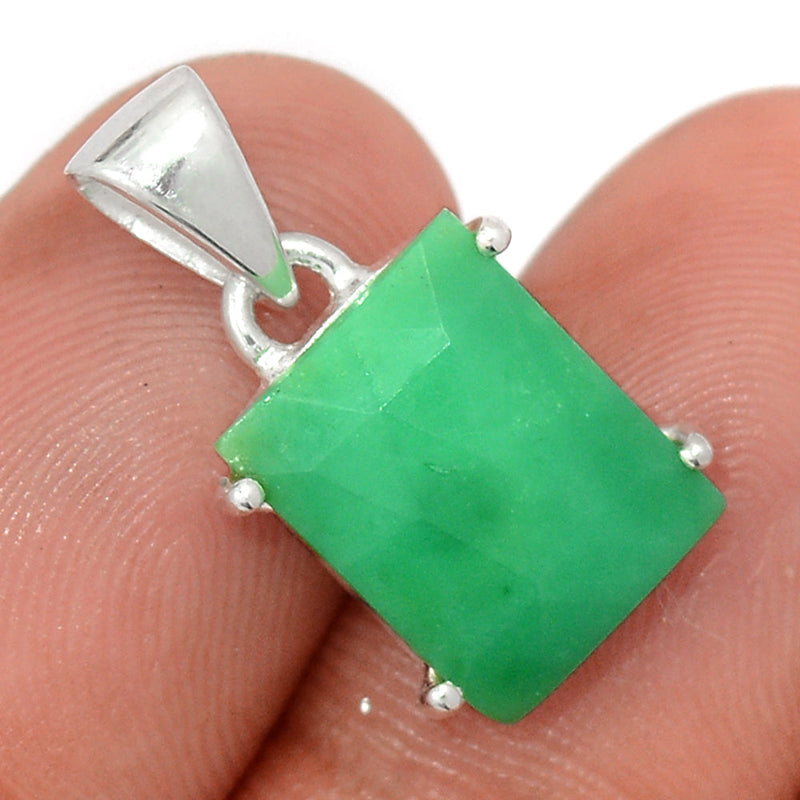 0.8" Claw - Chrysoprase Faceted Pendants - CPFP182