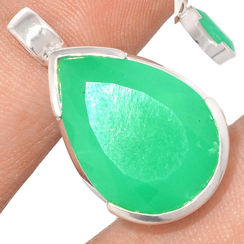 1.1" Faceted Chrysoprase Pendants - CPFP7