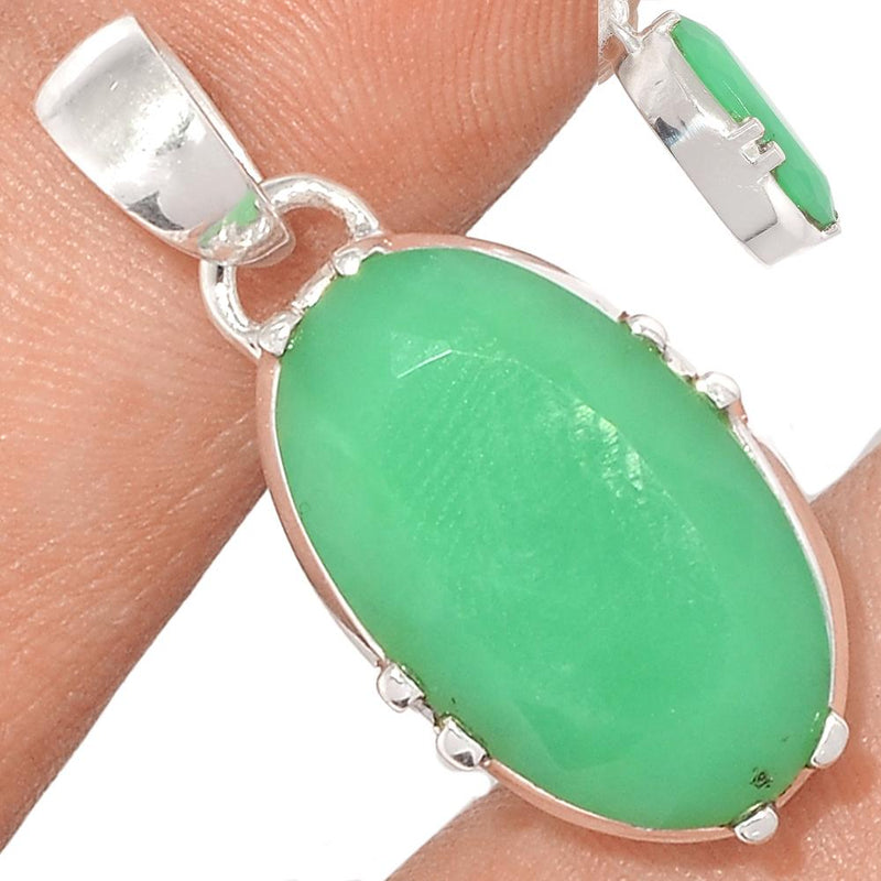 1.2" Claw - Faceted Chrysoprase Pendants - CPFP8