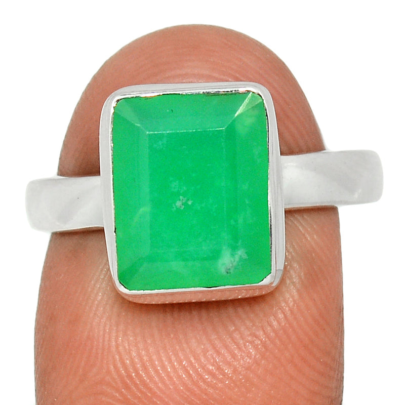 Chrysoprase Faceted Ring - CPFR161