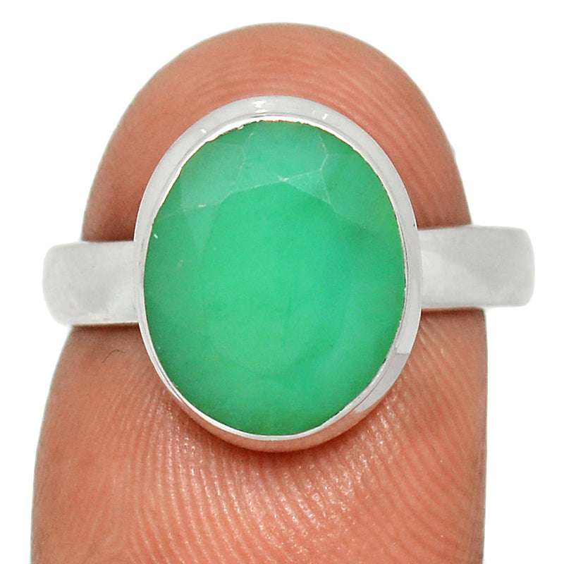 Chrysoprase Faceted Ring - CPFR163