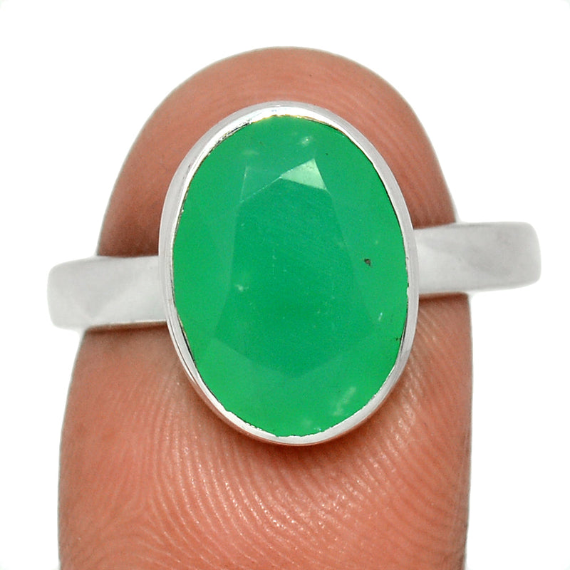 Chrysoprase Faceted Ring - CPFR177