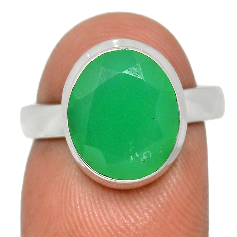 Chrysoprase Faceted Ring - CPFR182