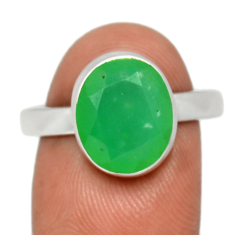 Chrysoprase Faceted Ring - CPFR184