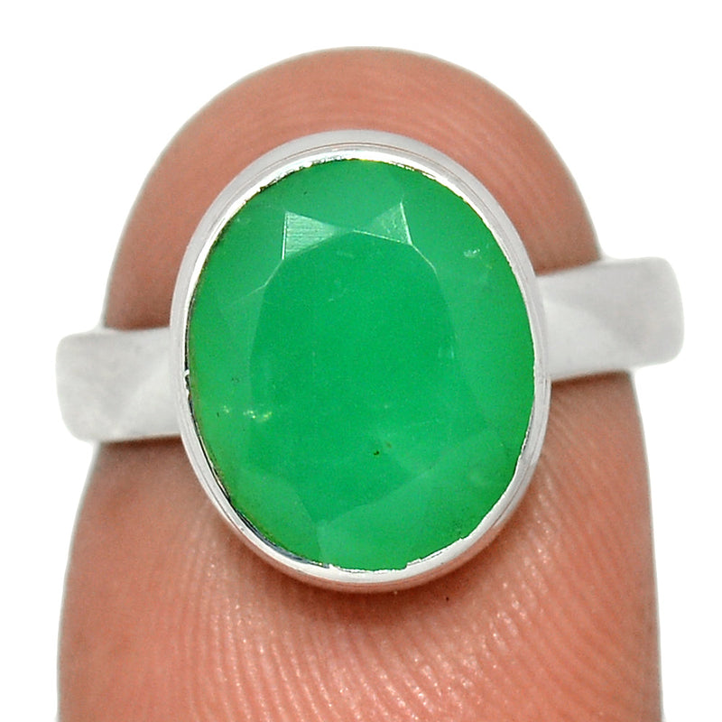 Chrysoprase Faceted Ring - CPFR187