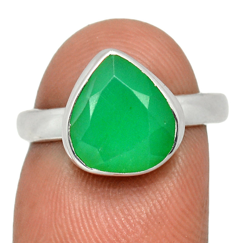 Chrysoprase Faceted Ring - CPFR195