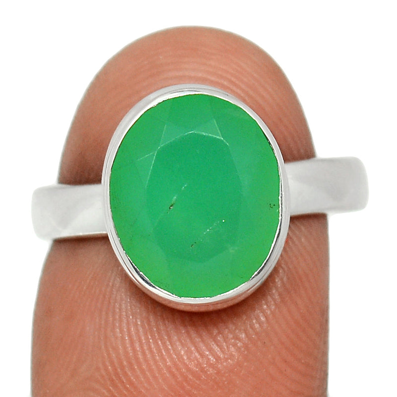 Chrysoprase Faceted Ring - CPFR196