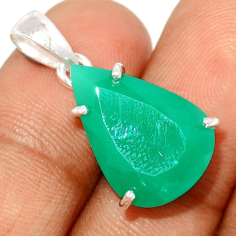 1.1" Claw - Faceted Chrysoprase Pendants - CPFP17