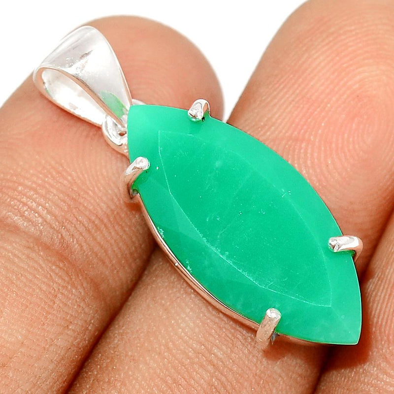1.2" Claw - Faceted Chrysoprase Pendants - CPFP33