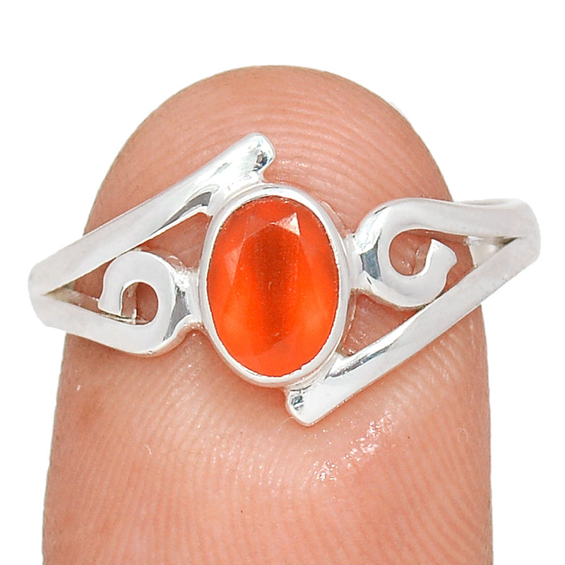 Small Plain - Carnelian Faceted Ring - CRFR326