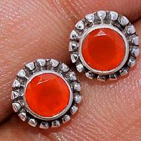 Faceted Carnelian Studs - CRFS122