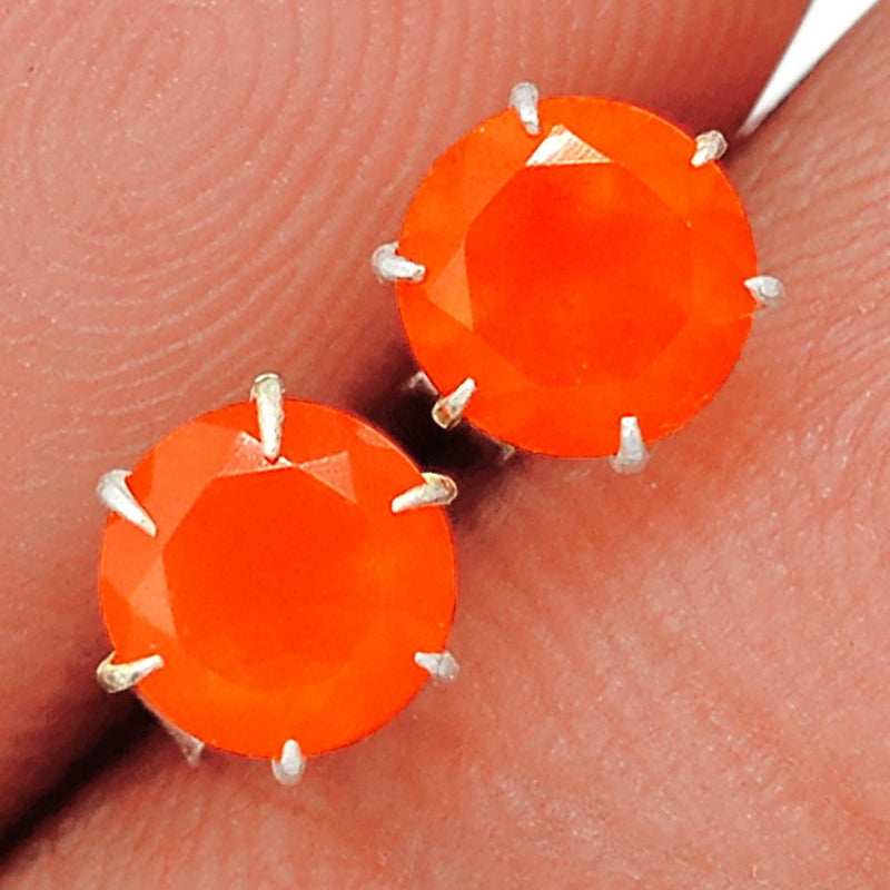 6*6 MM : Claw - Faceted Carnelian Studs - CRFS268