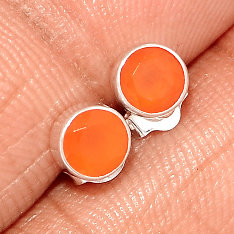 Carnelian Faceted Studs - CRFS299