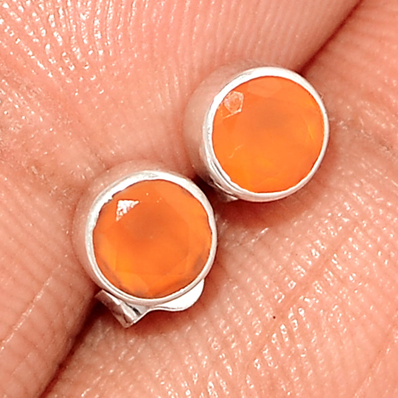 Carnelian Faceted Studs - CRFS301