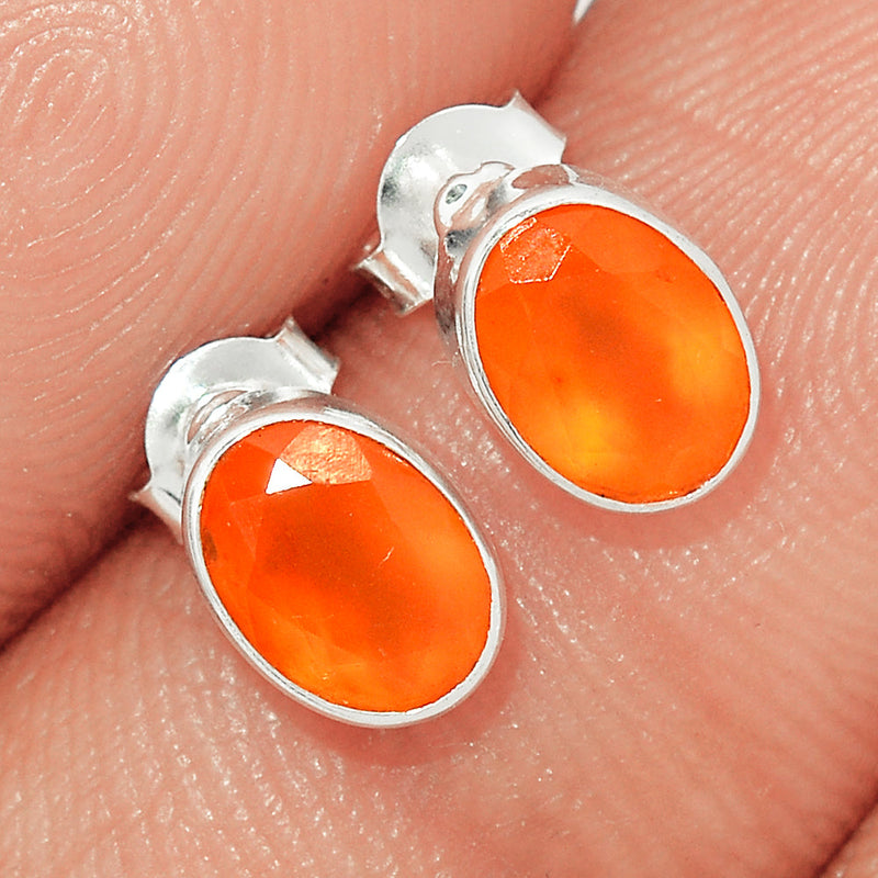 Carnelian Faceted Studs - CRFS353