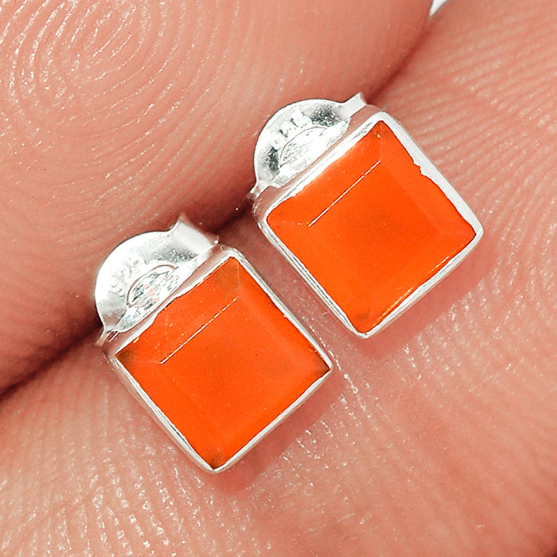 Carnelian Faceted Studs - CRFS357