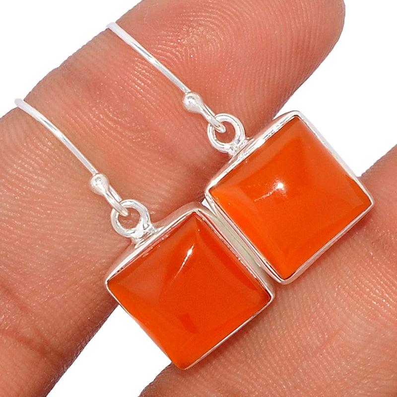 1.2" Lip Setting - Carnelian Silver Earrings - CRNE554