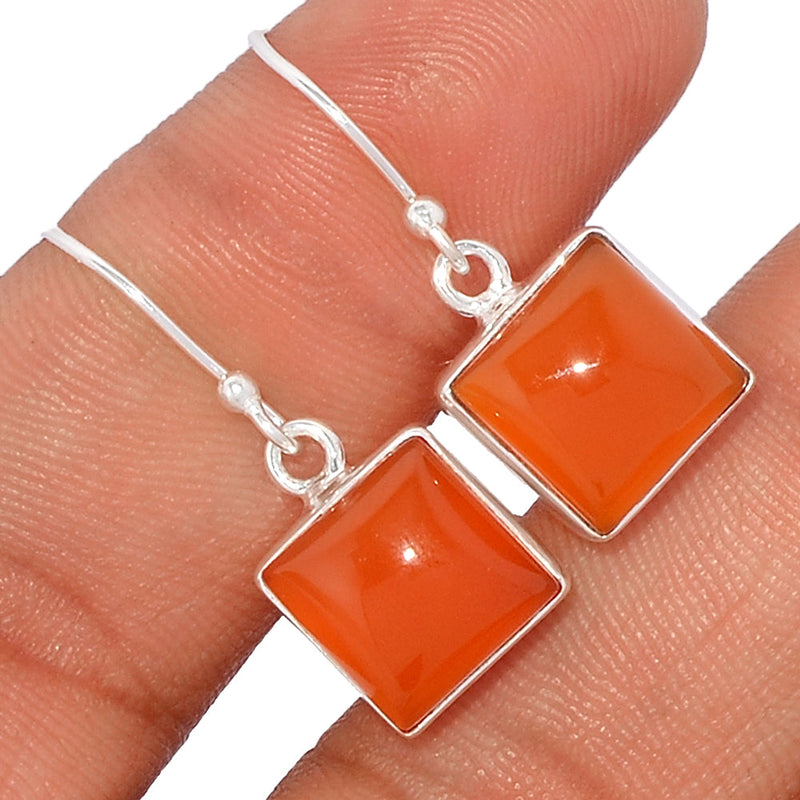 1.1" Lip Setting - Carnelian Silver Earrings - CRNE559