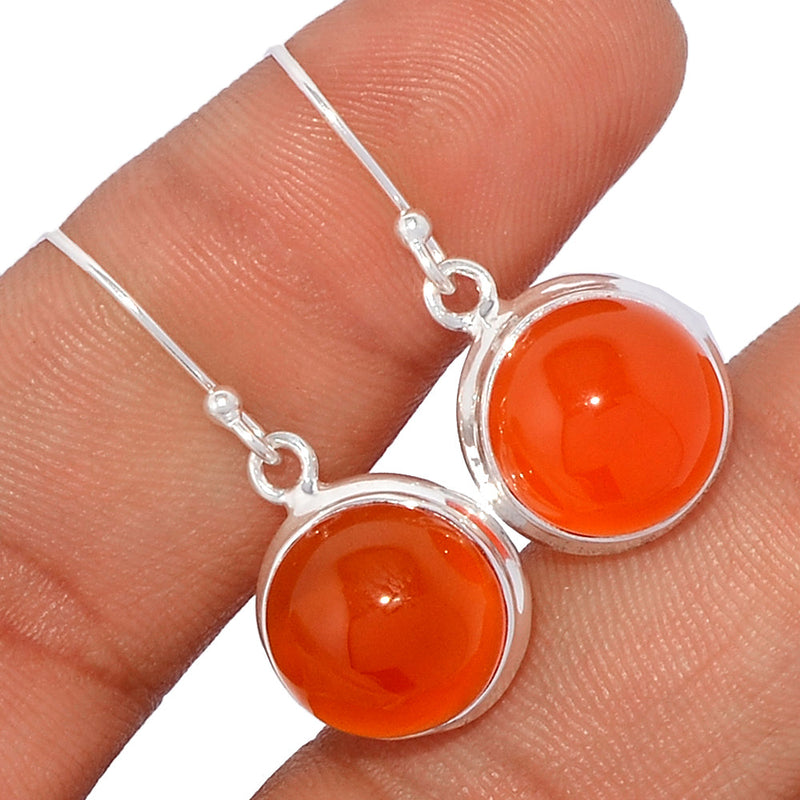 1.2" Lip Setting - Carnelian Silver Earrings - CRNE572