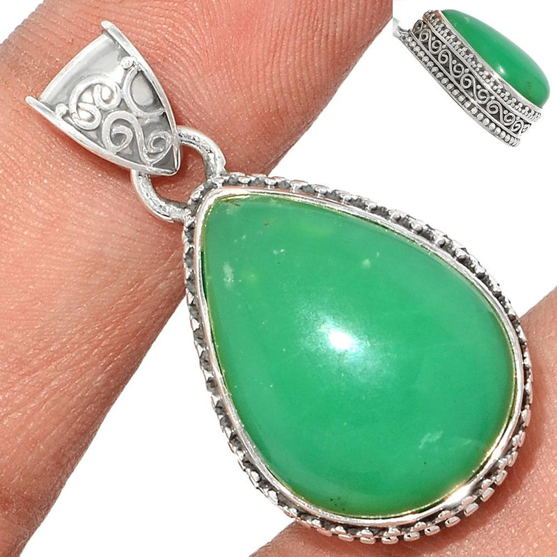 1.3" Fine Filigree - Chrysoprase Pendants - CRPP589
