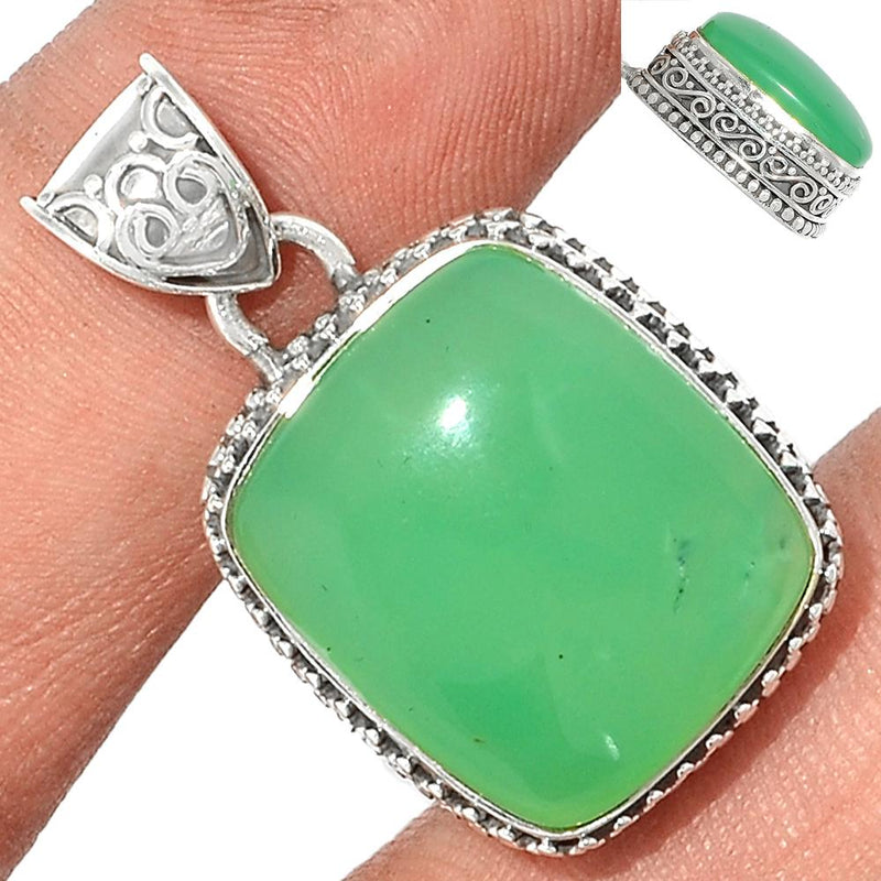 1.2" Fine Filigree - Chrysoprase Pendants - CRPP595