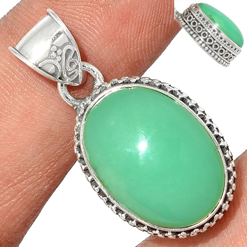 1.2" Fine Filigree - Chrysoprase Pendants - CRPP605