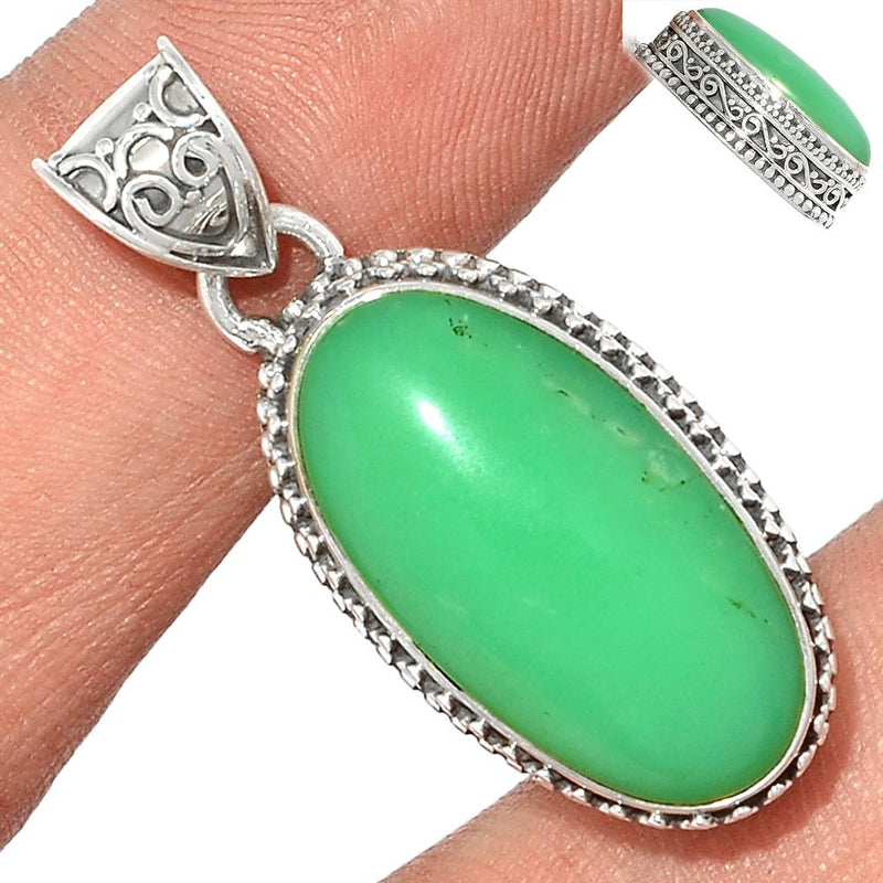 1.3" Fine Filigree - Chrysoprase Pendants - CRPP606