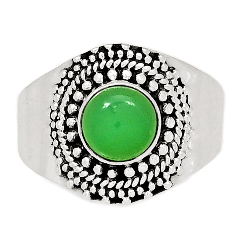 7*7 MM Fine Filigree - Chrysoprase Ring - CRPR800