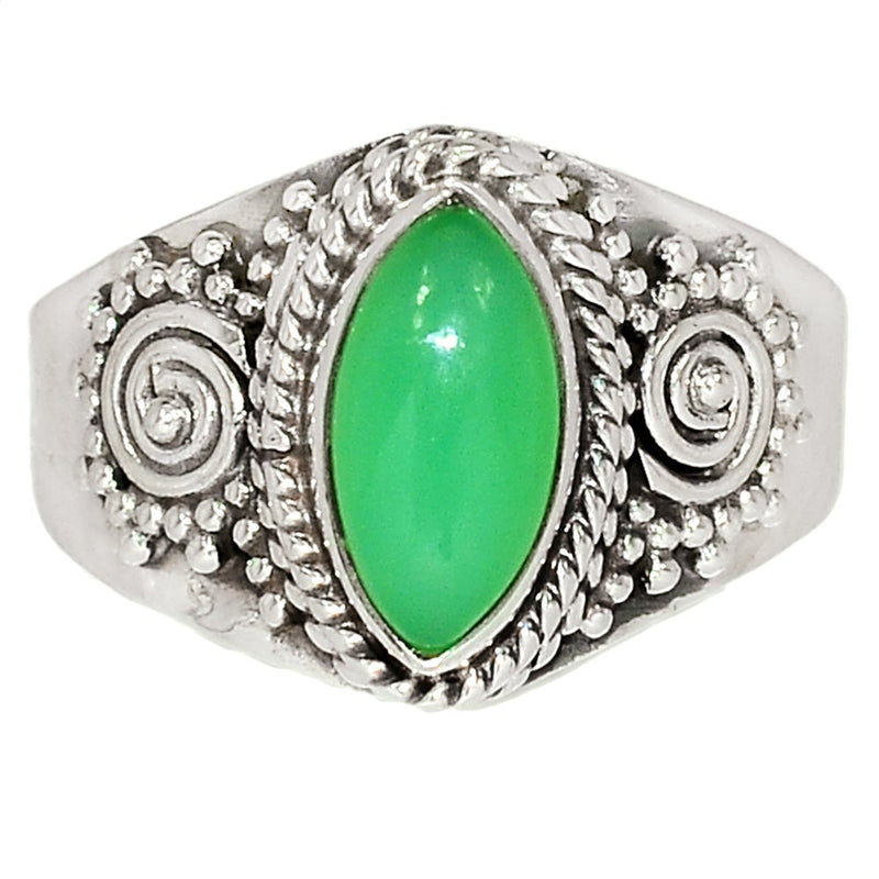 5*10 MM Fine Filigree - Chrysoprase Ring - CRPR802