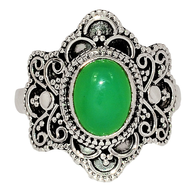 7*9 MM - Fine Filigree - Chrysoprase Ring - CRPR805