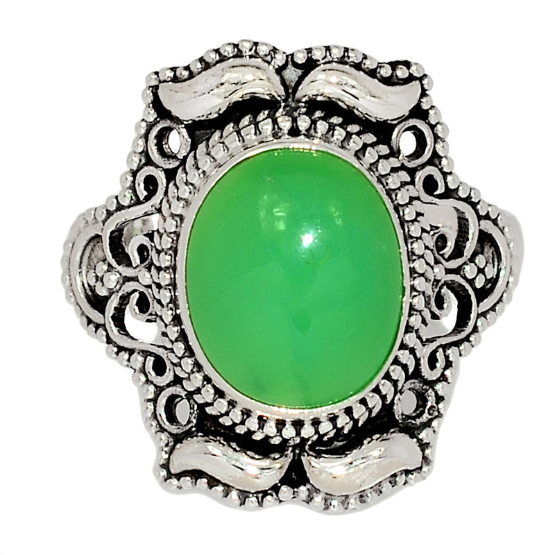 9*11 MM - Fine Filigree - Chrysoprase Ring - CRPR810