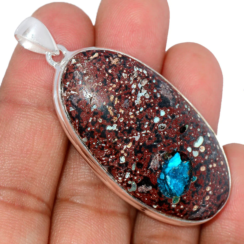 2.2" Cavansite Crystal Cabochon Pendants - CSCP33