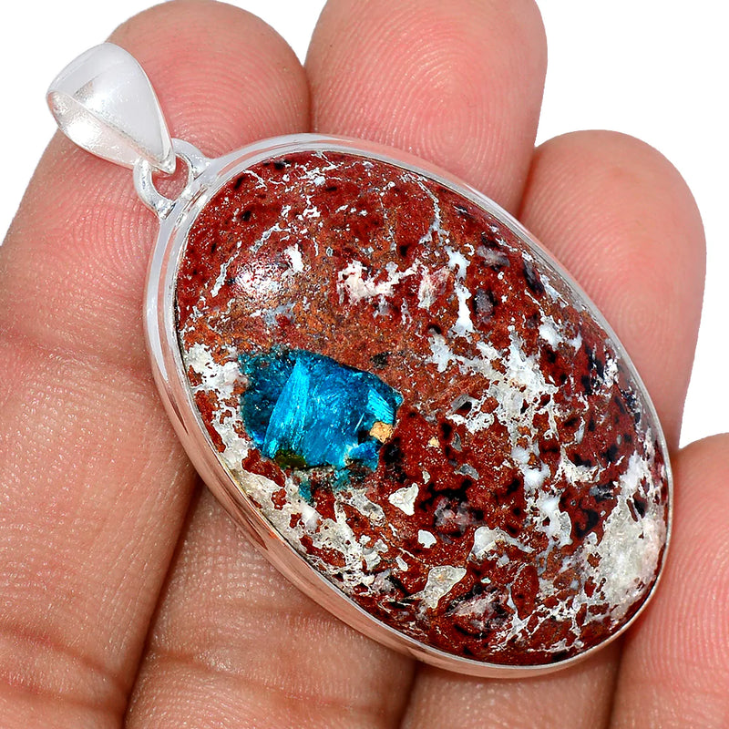 2.1" Cavansite Crystal Cabochon Pendants - CSCP34