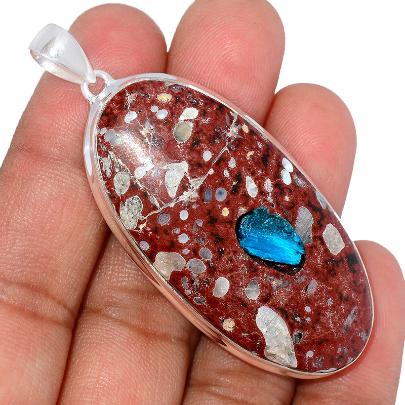 2.5" Cavansite Crystal Cabochon Pendants - CSCP43
