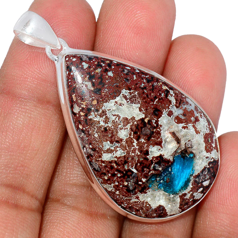 2.1" Cavansite Crystal Cabochon Pendants - CSCP46