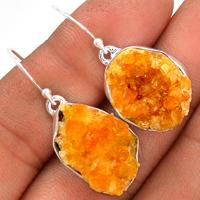 Citrine Druzy Earring-CTDE108