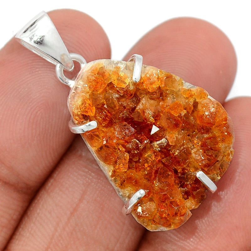 1.3" Claw - Citrine Druzy Pendants - CTDP697