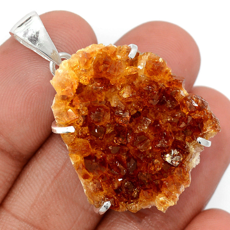 1.6" Claw - Citrine Druzy Pendants - CTDP698