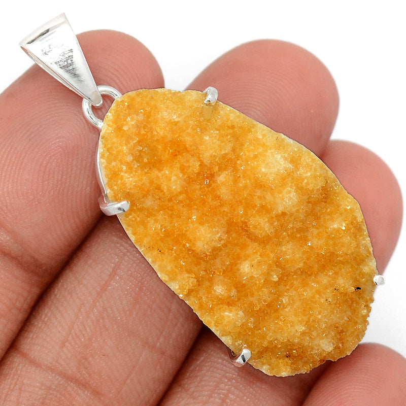1.8" Claw - Citrine Druzy Pendants - CTDP703