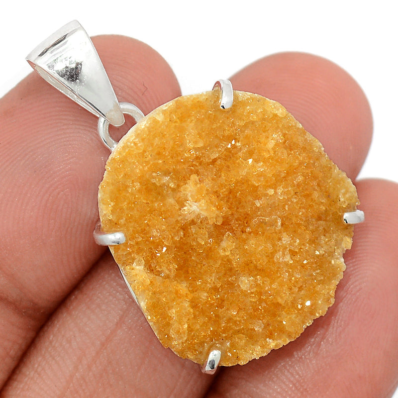 1.3" Claw - Citrine Druzy Pendants - CTDP706