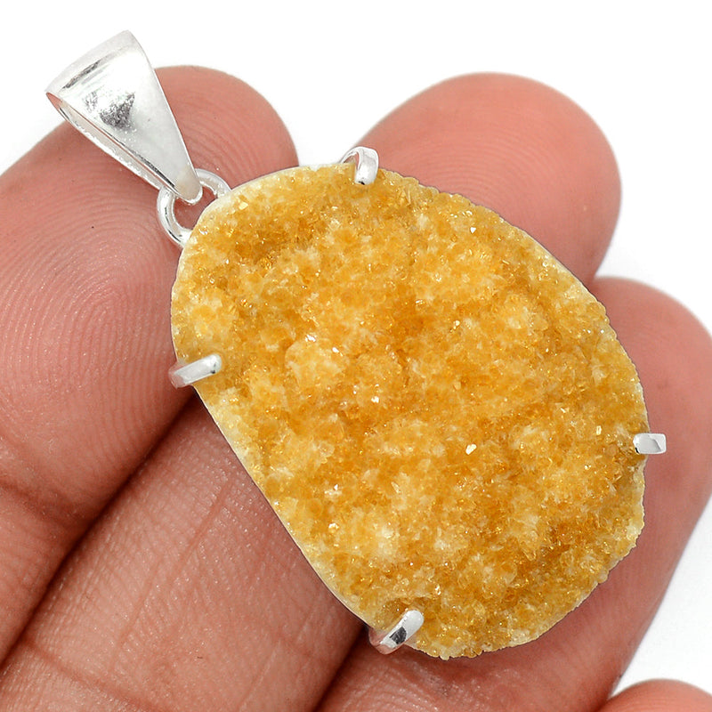 1.6" Claw - Citrine Druzy Pendants - CTDP711