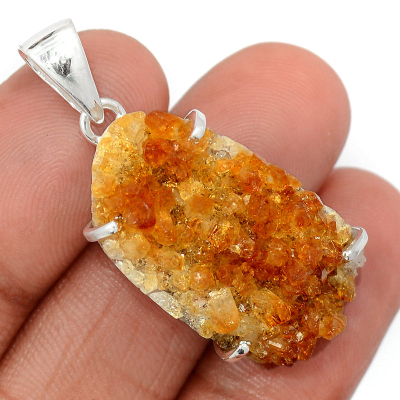 1.6" Claw - Citrine Druzy Pendants - CTDP714
