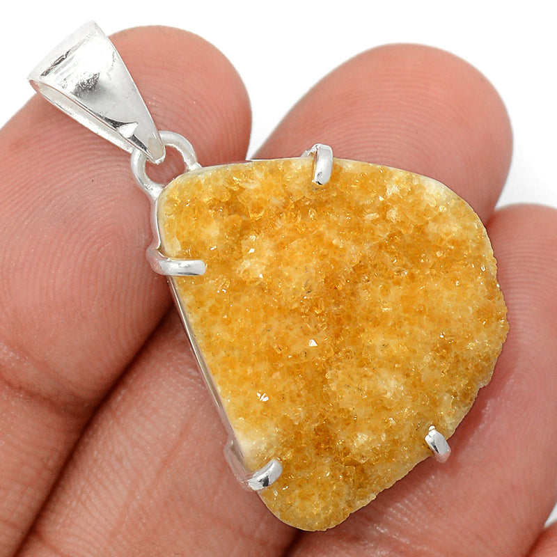 1.5" Claw - Citrine Druzy Pendants - CTDP717