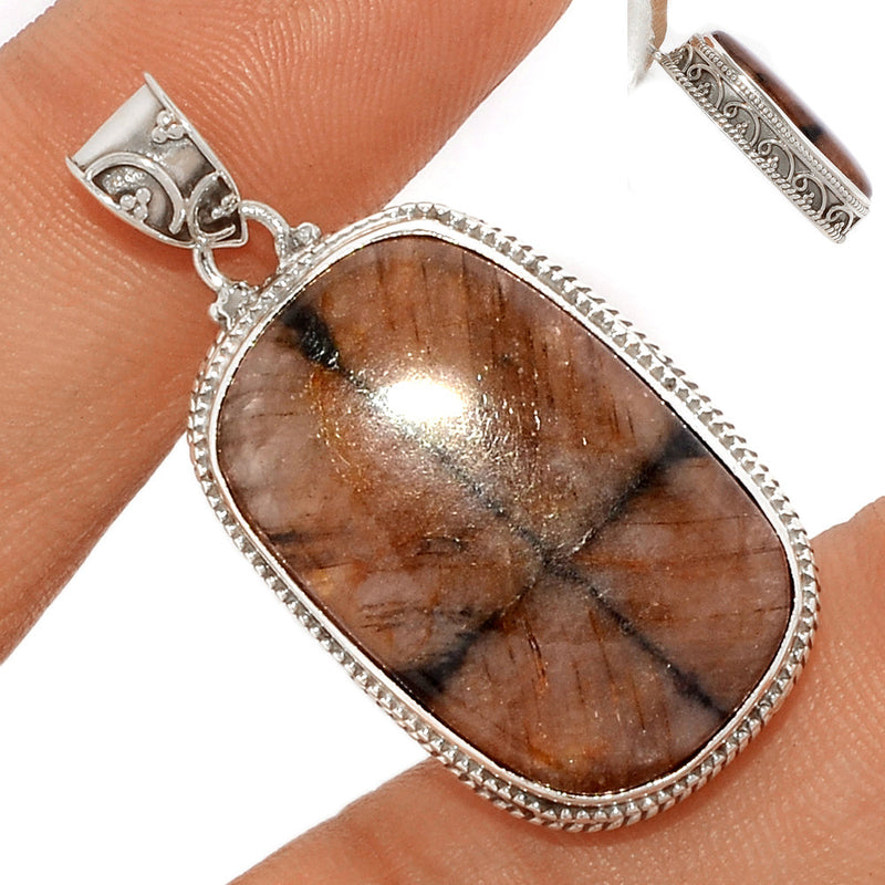 1.6" Fine Filigree - Chiastolite Pendants - CTLP1374