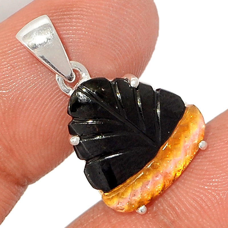 1" Claw - Carved Watermelan Tourmaline Slice Pendants - CWTP3