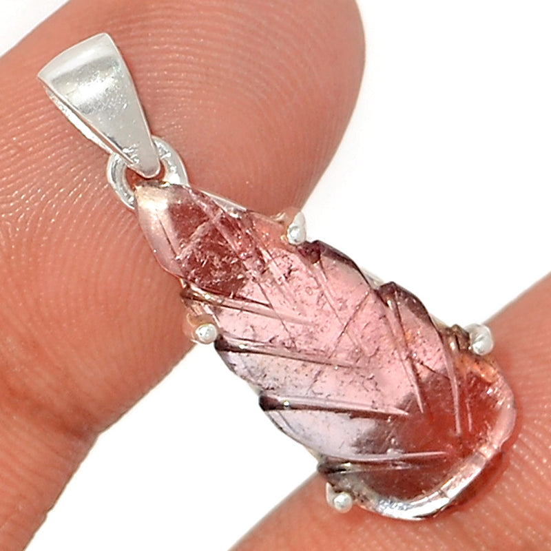 1.2" Claw - Carved Watermelan Tourmaline Slice Pendants - CWTP7